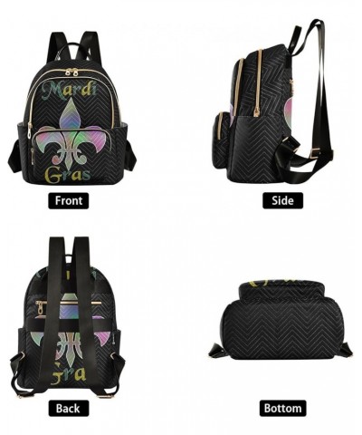 Mardi Gras Women Backpack Gradient Fleur De Lis Travel Bag Compact Daily Bag Small $13.01 Backpacks