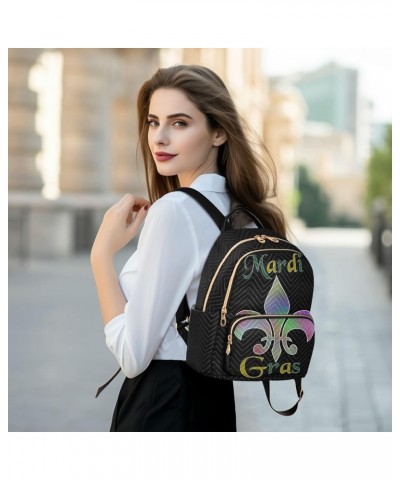 Mardi Gras Women Backpack Gradient Fleur De Lis Travel Bag Compact Daily Bag Small $13.01 Backpacks