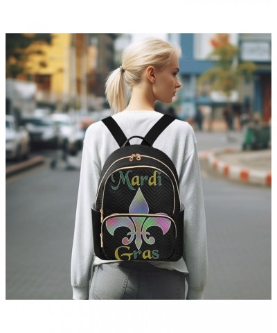 Mardi Gras Women Backpack Gradient Fleur De Lis Travel Bag Compact Daily Bag Small $13.01 Backpacks