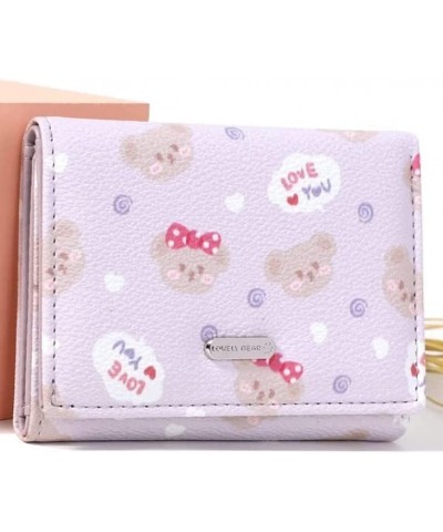 Women Wallet Small Trifold Cute Bear Bowknot Girls Credit Card Case Holder Leather Purse with ID Window (Black) Purple $8.98 ...