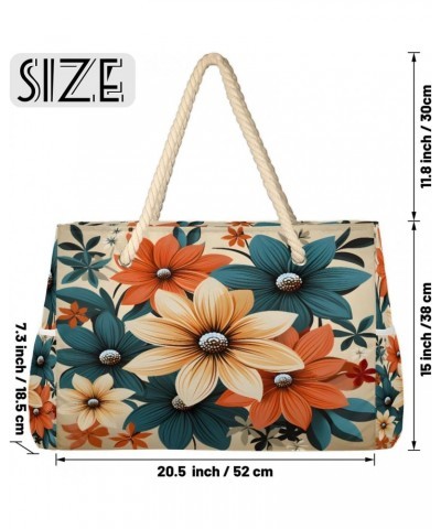 Flower Vintage Pattern Beach Bags for Women Large Tote Bag with Zipper and Pockets Waterproof Sandproof Accessories Swim Pool...