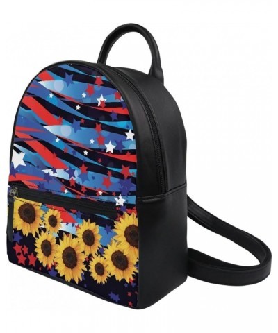 Skull Rose Print Mini Backpack For Women Cute Leather Designer Shoulder Bag Small Daypack Stars Sunflower $11.50 Backpacks