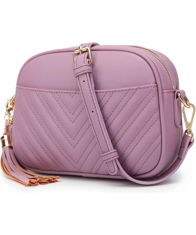 Quilted Crossbody Bag, Trendy Design Shoulder Purse Purple $11.07 Crossbody Bags