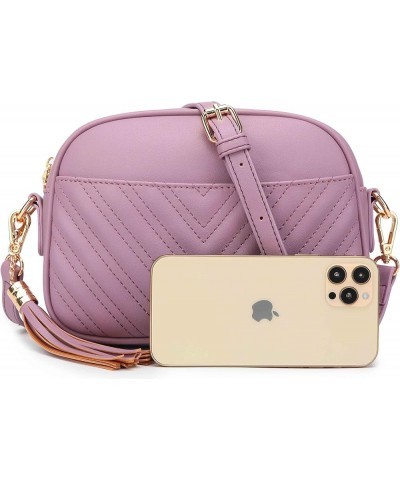 Quilted Crossbody Bag, Trendy Design Shoulder Purse Purple $11.07 Crossbody Bags