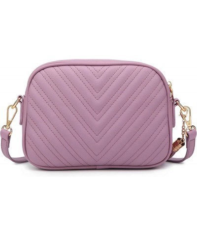 Quilted Crossbody Bag, Trendy Design Shoulder Purse Purple $11.07 Crossbody Bags