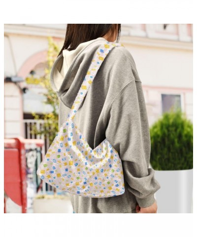 Shopping Pattern Design Faux Plush Tote Handbags Versatile Underarm Bag Stylish Shuolder Bag for Women $10.34 Totes