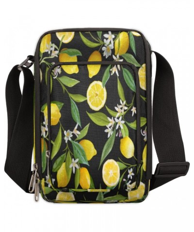 Lemon Flower Crossbody Bag, Adjustable Phone Purse Wallet Canvas Small Crossbody Purse Bags with Shoulder Strap For Women Gir...