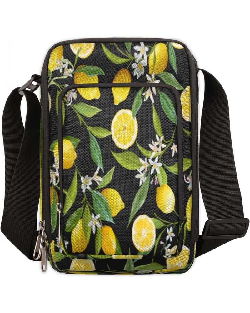 Lemon Flower Crossbody Bag, Adjustable Phone Purse Wallet Canvas Small Crossbody Purse Bags with Shoulder Strap For Women Gir...