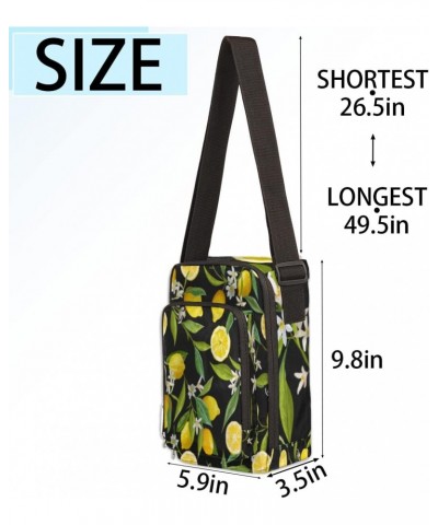 Lemon Flower Crossbody Bag, Adjustable Phone Purse Wallet Canvas Small Crossbody Purse Bags with Shoulder Strap For Women Gir...