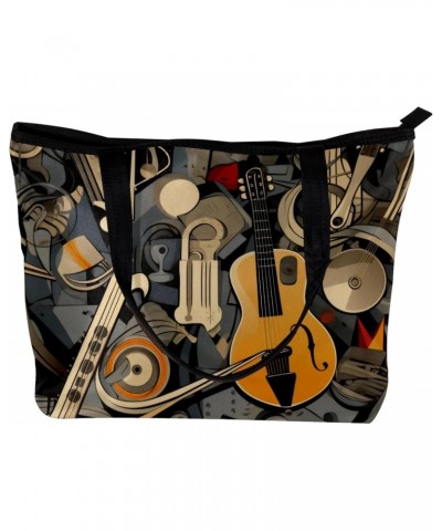 Tote Bag with Zipper, Casual Handbags for Women, Shoulder Bag, Seamless Pattern Musical Instrument $13.20 Totes