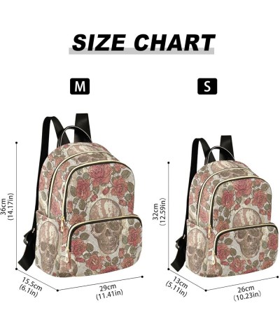 Retro Style Skulls and Roses Women's Backpack Purse Causal Daypack Work Travel College Business Trip Bag Shoulder Bag Medium ...