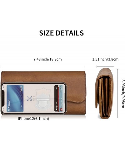 Women RFID Blocking Wallet Leather Vintage Large Capacity Credit Card Clutch Coffee Brown $21.60 Wallets