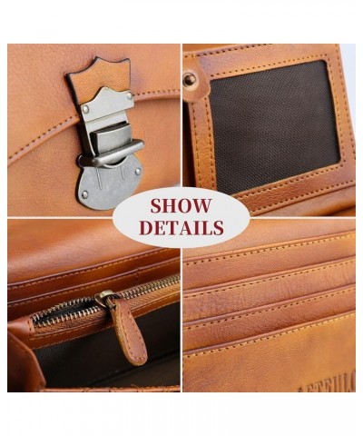 Women RFID Blocking Wallet Leather Vintage Large Capacity Credit Card Clutch Coffee Brown $21.60 Wallets