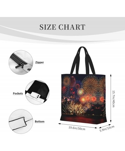 Pink Flamingo Pattern Print Fashion Tote Bag,Travel Handbag For Women, Hobo Bags, Work Shoulder Bags Crossbody Bag Fireworks ...