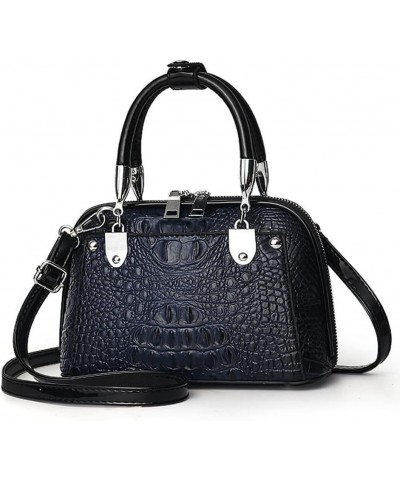 Women Handbag Crocodile Leather Vintage Tote Bag Top Handle Hnadbag Shoulder Bag Crossbody Bag Blue $22.48 Totes