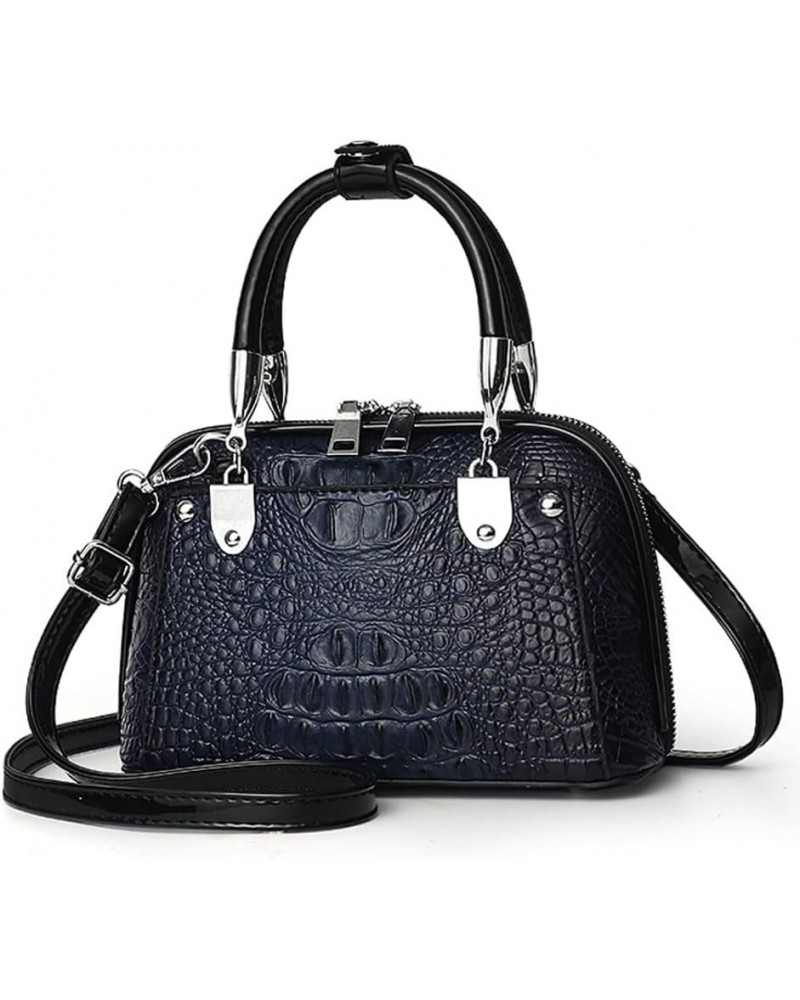 Women Handbag Crocodile Leather Vintage Tote Bag Top Handle Hnadbag Shoulder Bag Crossbody Bag Blue $22.48 Totes