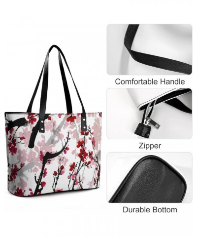 Womens Handbag Plum Blossom Leather Tote Bag Top Handle Satchel Bags For Lady $15.40 Totes