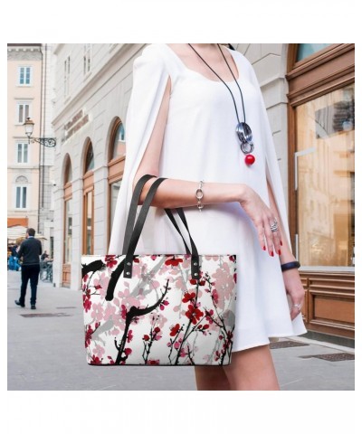 Womens Handbag Plum Blossom Leather Tote Bag Top Handle Satchel Bags For Lady $15.40 Totes