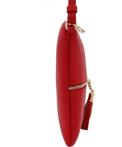 Lightweight Medium Crossbody Bag with Tassel Red $11.21 Crossbody Bags