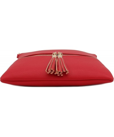 Lightweight Medium Crossbody Bag with Tassel Red $11.21 Crossbody Bags