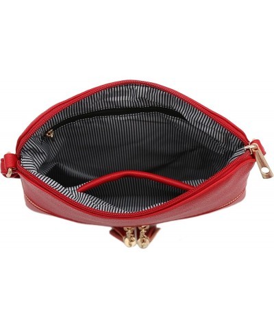 Lightweight Medium Crossbody Bag with Tassel Red $11.21 Crossbody Bags