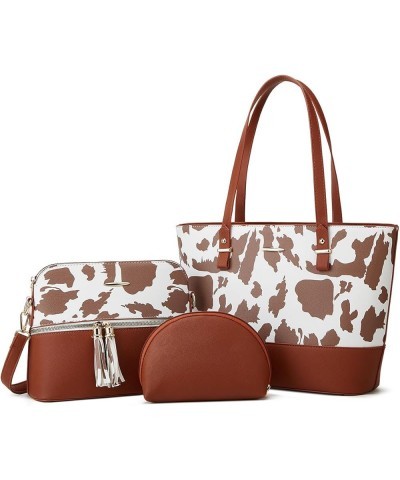 Women Fashion Shoulder Handbags Wallet Tote Bag Top Handle Satchel Hobo with Zipper Closure Set A2003-leopard Brown $17.48 Totes