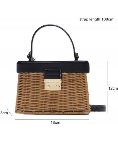 Flip Woven Crossbody Bags Casual Portable For Women Basket Straw Rattan Bag Women Box Vintage Straw Handbag Leather $25.89 Cr...