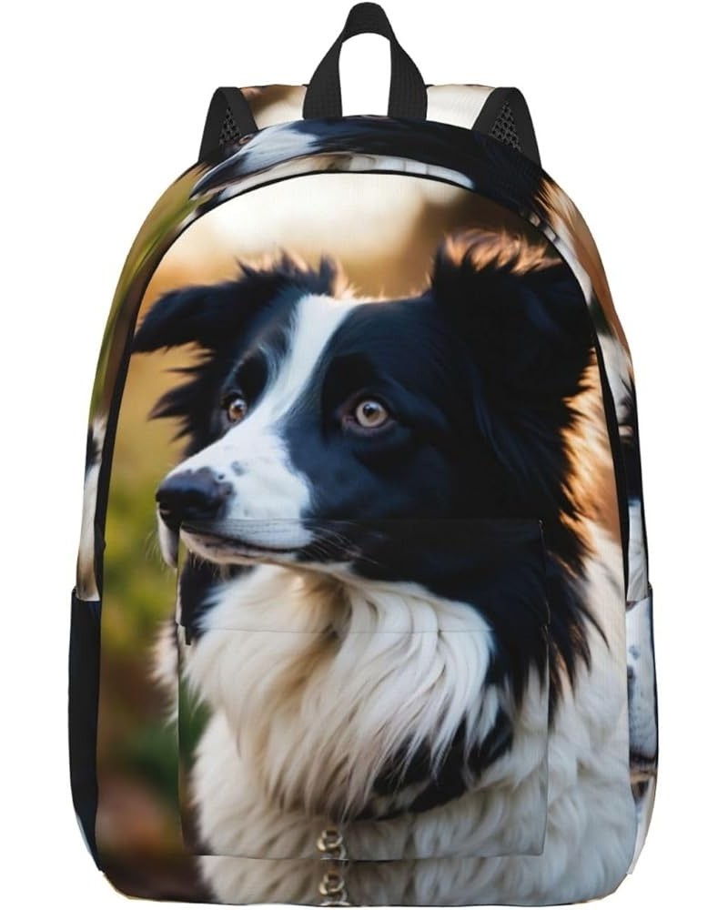 Cute Dog Print Casual Double Shoulder Daypack,Anti-Theft Travel Canvas Backpack For Men And Women Black Small $20.24 Backpacks