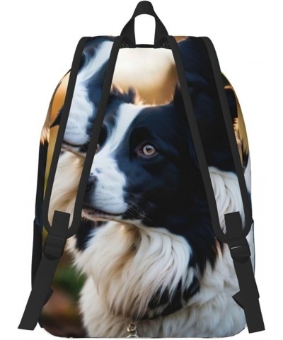 Cute Dog Print Casual Double Shoulder Daypack,Anti-Theft Travel Canvas Backpack For Men And Women Black Small $20.24 Backpacks