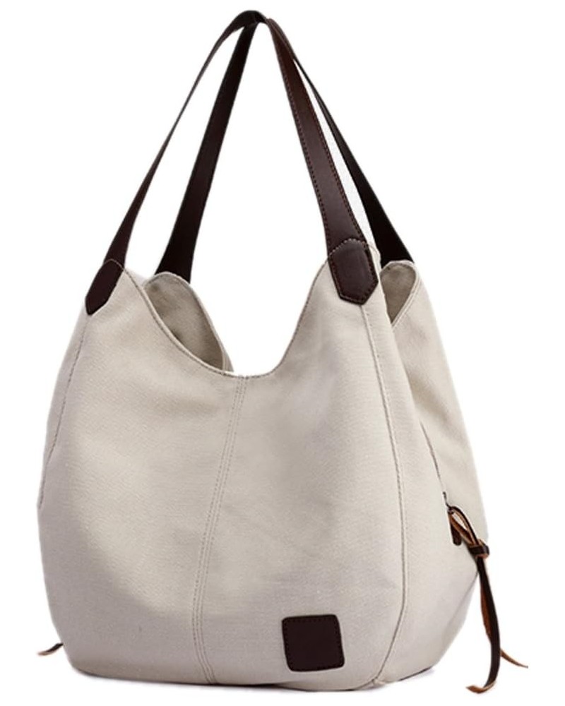 Women Canvas Shoulder Bag Fashion Cotton Canvas Handbags Shoulder Hobo Bags Totes Purses White $12.96 Shoulder Bags