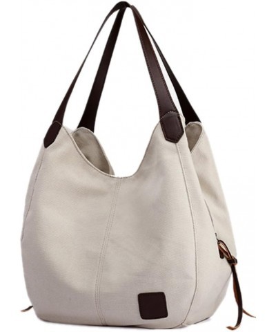 Women Canvas Shoulder Bag Fashion Cotton Canvas Handbags Shoulder Hobo Bags Totes Purses White $12.96 Shoulder Bags