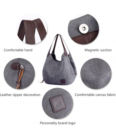 Women Canvas Shoulder Bag Fashion Cotton Canvas Handbags Shoulder Hobo Bags Totes Purses White $12.96 Shoulder Bags