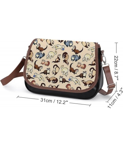 Ferrets Cat Snake Women's Crossbody Bag Messenger Handbags Purse with Adjustable Shoulder Strap $22.53 Shoulder Bags