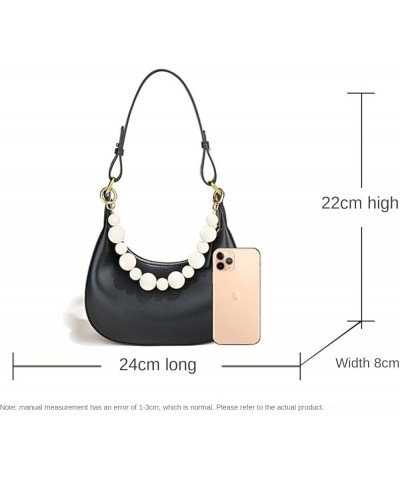 Half Moon Bag Pearl Cowhide Undrarm for Women Bags Coach Handbags Shoulder Handbag Ladies Black White $28.54 Shoulder Bags