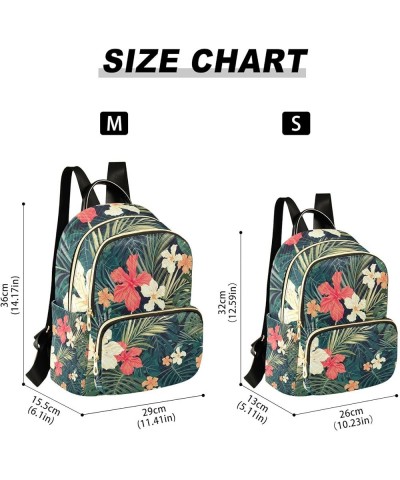 Women Backpack Tropical Hibiscus Palm Leaves Anti-Theft Travel Backpack with Luggage Belt Lightweight Handbag Lady Purse Room...