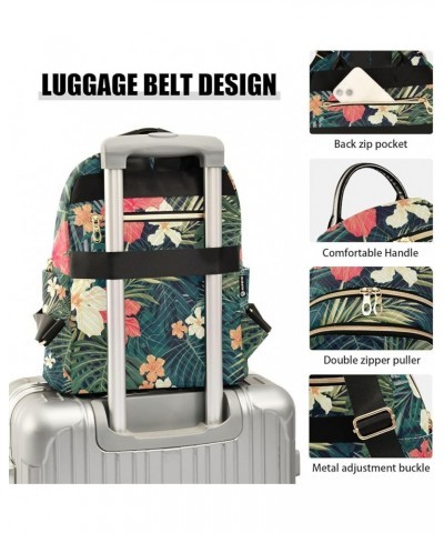 Women Backpack Tropical Hibiscus Palm Leaves Anti-Theft Travel Backpack with Luggage Belt Lightweight Handbag Lady Purse Room...