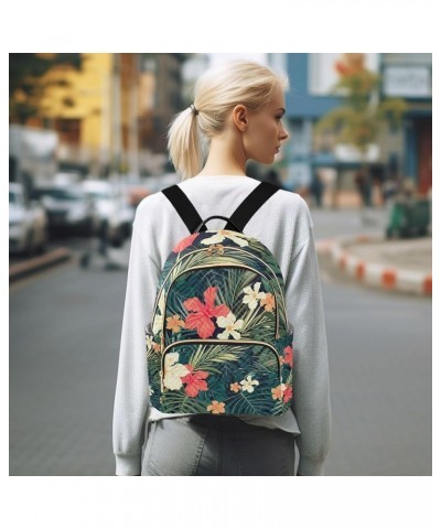 Women Backpack Tropical Hibiscus Palm Leaves Anti-Theft Travel Backpack with Luggage Belt Lightweight Handbag Lady Purse Room...