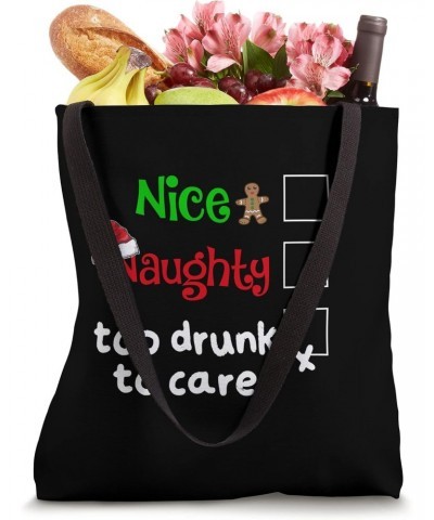 Nice Naughty Too Drunk To Care Beer Boozy Christmas Pajama Tote Bag $11.17 Totes