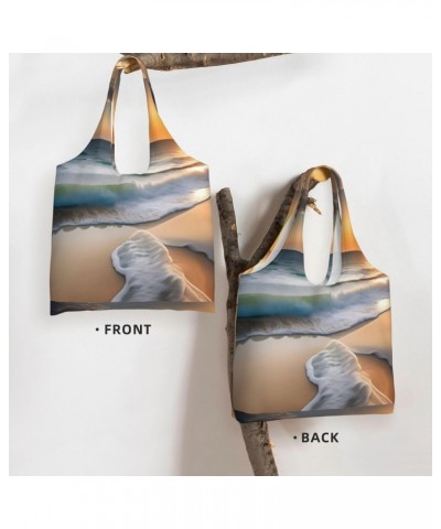 Sunset Over The Waves Extra Large Capacity Shoulder Canvas Bag For Shopping Travel Daily Use $14.80 Totes