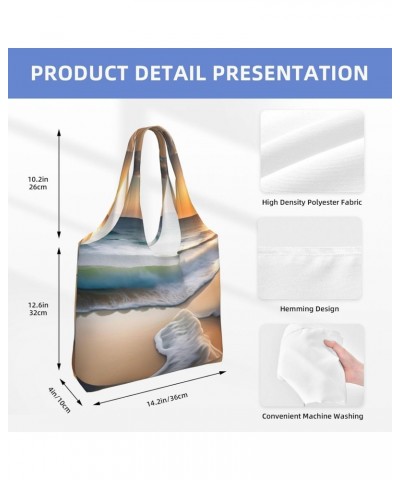 Sunset Over The Waves Extra Large Capacity Shoulder Canvas Bag For Shopping Travel Daily Use $14.80 Totes