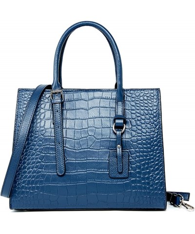 Classic Purses and Handbags for Women Genuine Leather Crocodile Print Shoulder Satchel Tote Ladies Daily Crossbody Bag Blue $...