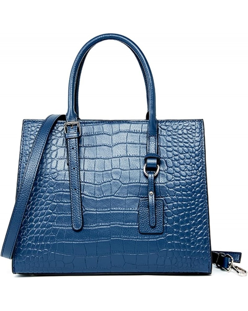 Classic Purses and Handbags for Women Genuine Leather Crocodile Print Shoulder Satchel Tote Ladies Daily Crossbody Bag Blue $...