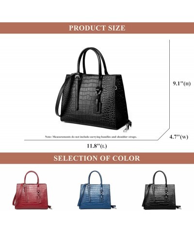 Classic Purses and Handbags for Women Genuine Leather Crocodile Print Shoulder Satchel Tote Ladies Daily Crossbody Bag Blue $...