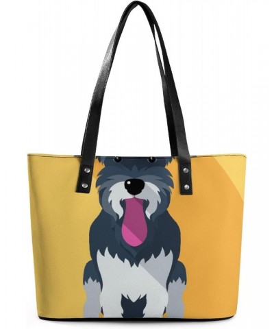 Womens Handbag Schnauzer Breed Dog Leather Tote Bag Top Handle Satchel Bags For Lady $14.00 Totes