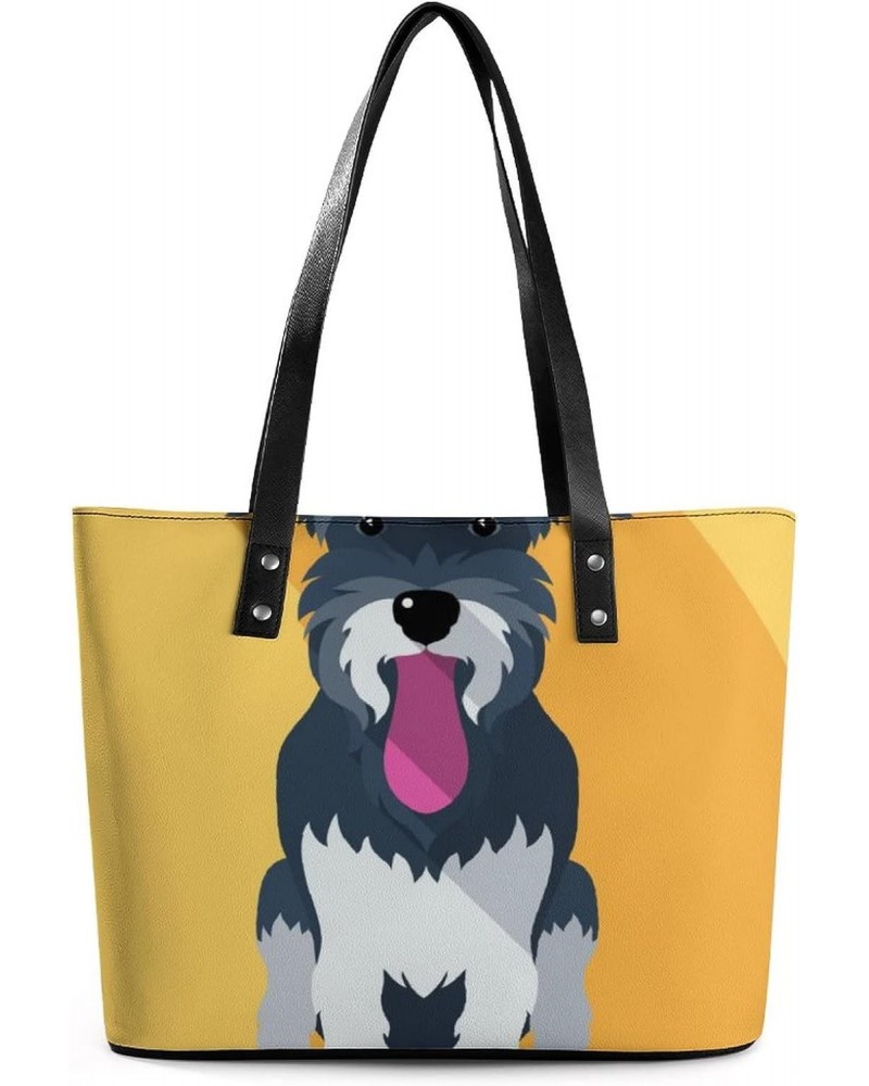 Womens Handbag Schnauzer Breed Dog Leather Tote Bag Top Handle Satchel Bags For Lady $14.00 Totes