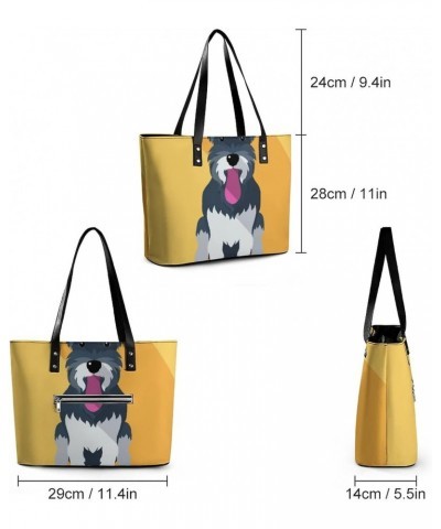 Womens Handbag Schnauzer Breed Dog Leather Tote Bag Top Handle Satchel Bags For Lady $14.00 Totes