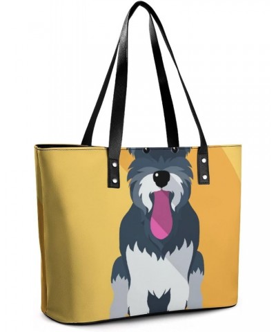 Womens Handbag Schnauzer Breed Dog Leather Tote Bag Top Handle Satchel Bags For Lady $14.00 Totes