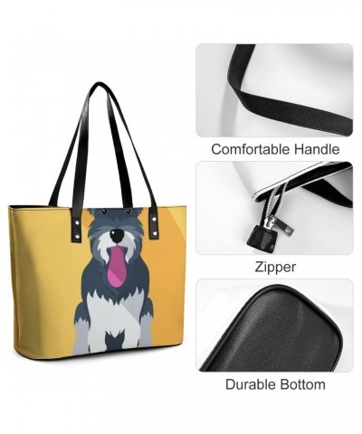 Womens Handbag Schnauzer Breed Dog Leather Tote Bag Top Handle Satchel Bags For Lady $14.00 Totes