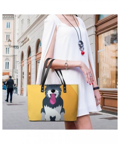 Womens Handbag Schnauzer Breed Dog Leather Tote Bag Top Handle Satchel Bags For Lady $14.00 Totes