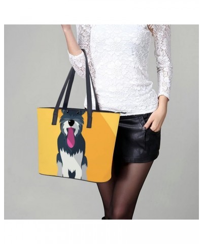 Womens Handbag Schnauzer Breed Dog Leather Tote Bag Top Handle Satchel Bags For Lady $14.00 Totes